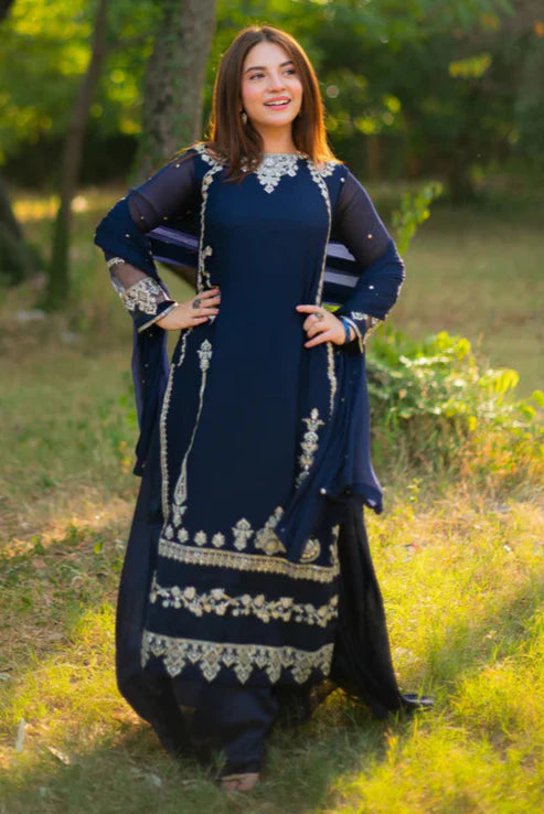 winter - janan  - 3pc Embroidered Dress