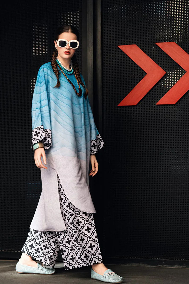 Winter - Aqua - 2Pc Printed Dress