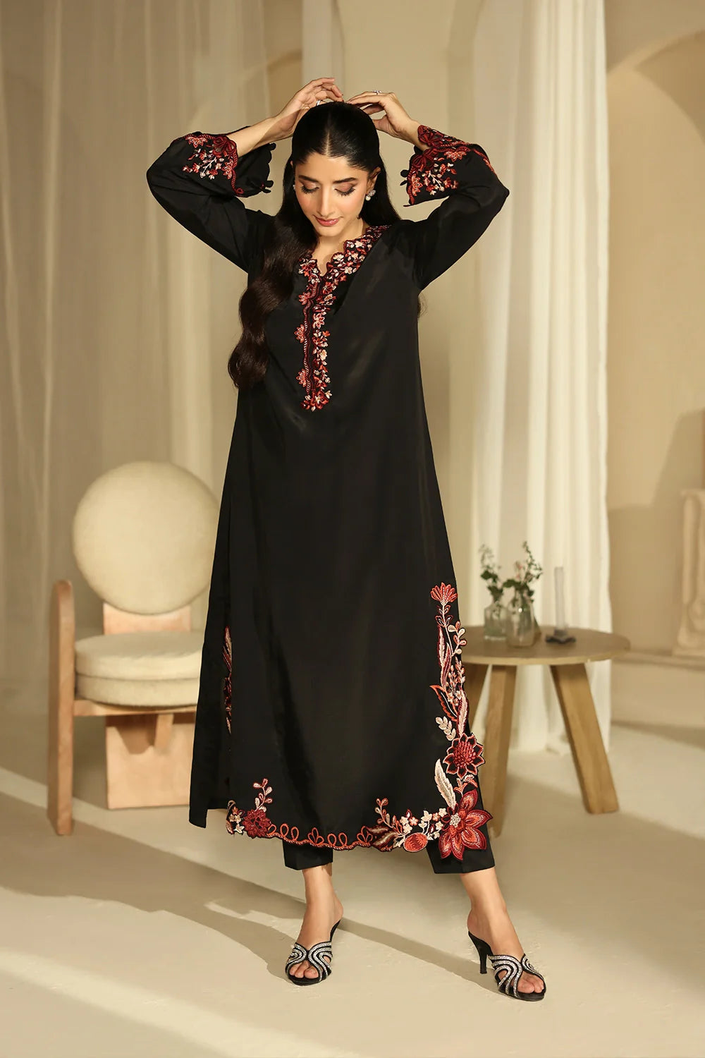 Black Rose - 3pc Embroidered Dress
