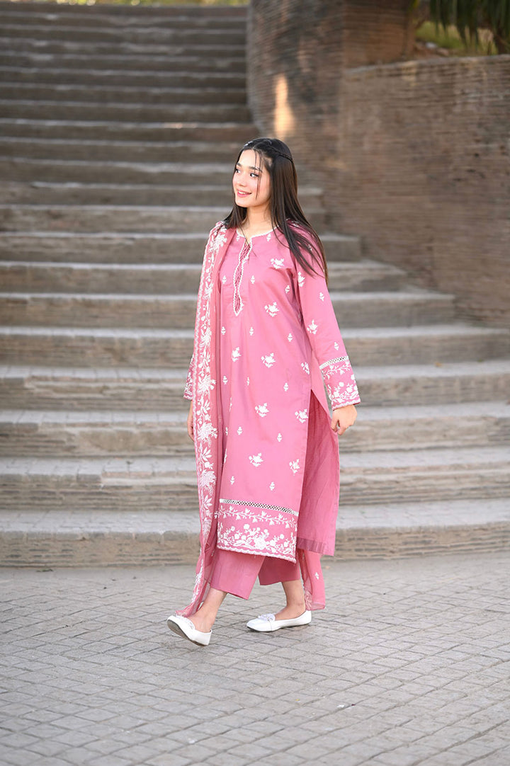 Winter - Blush - 3Pc Embroidered Dress