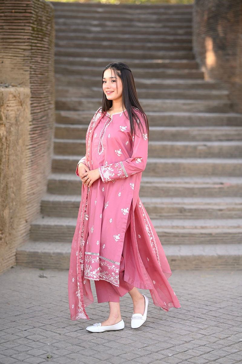 Winter - Blush - 3Pc Embroidered Dress