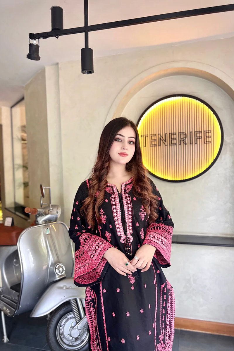 Winter - Midnight Rose - 2Pc Embroidered Dress