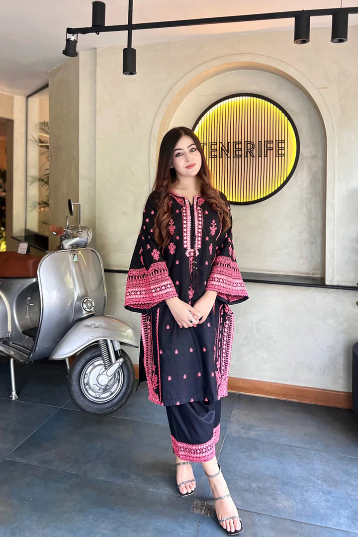 Winter - Midnight Rose - 2Pc Embroidered Dress