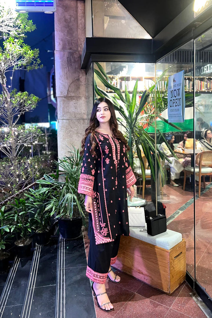 Winter - Midnight Rose - 2Pc Embroidered Dress