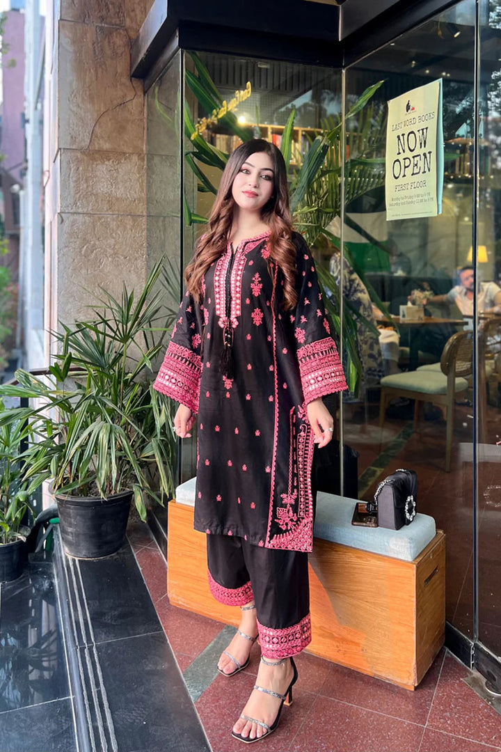 Winter - Midnight Rose - 2Pc Embroidered Dress