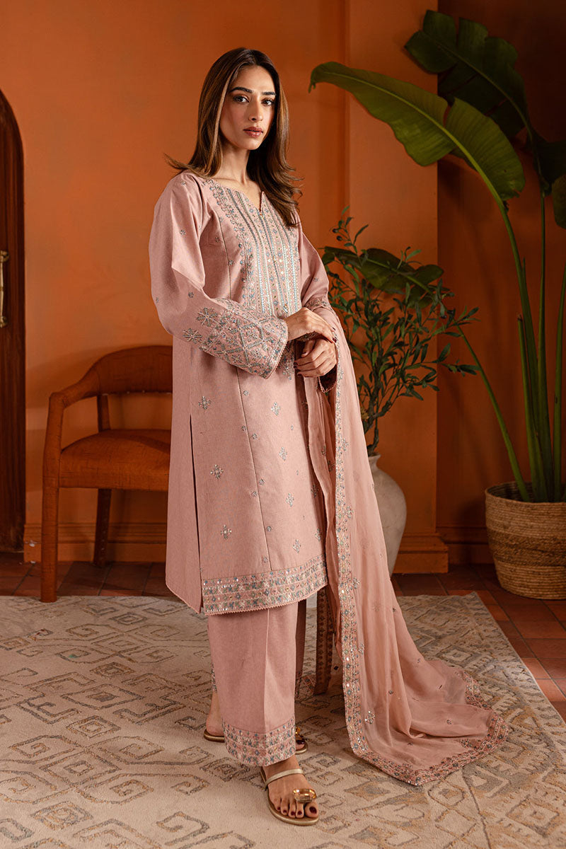 Winter - Pink Lotus - 3Pc Embroidered Dress