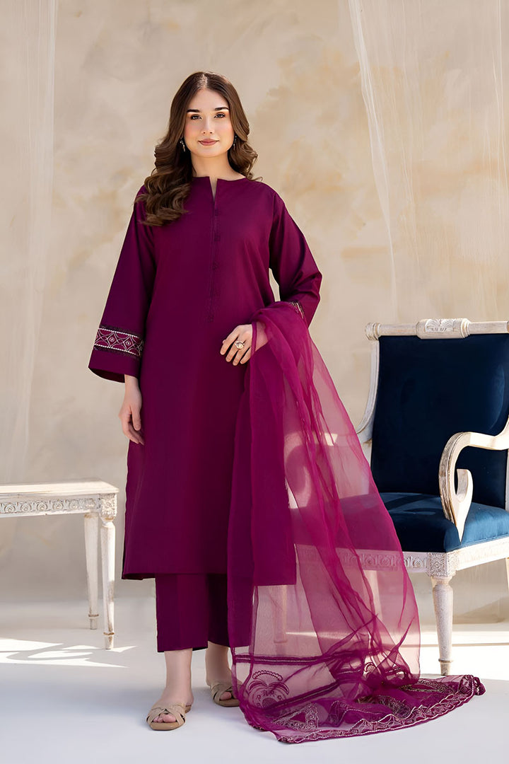 Winter - Purple - 2Pc Embroidered Dress