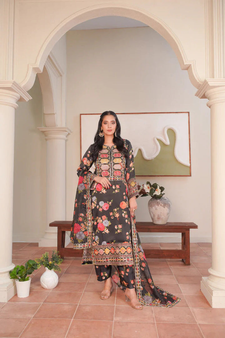 Winter - Luxury Silk Dress - 3Pc Printed Dress