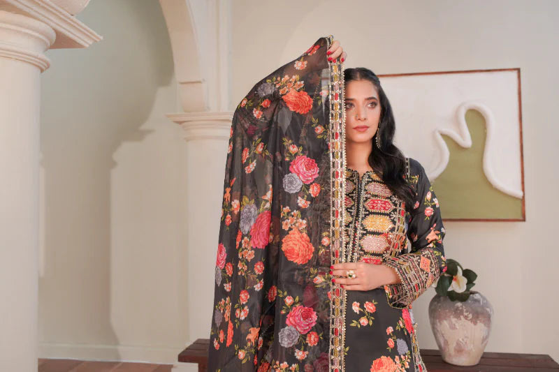 Winter - Luxury Silk Dress - 3Pc Printed Dress