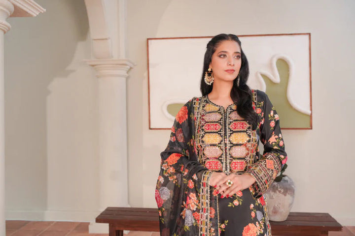 Winter - Luxury Silk Dress - 3Pc Printed Dress