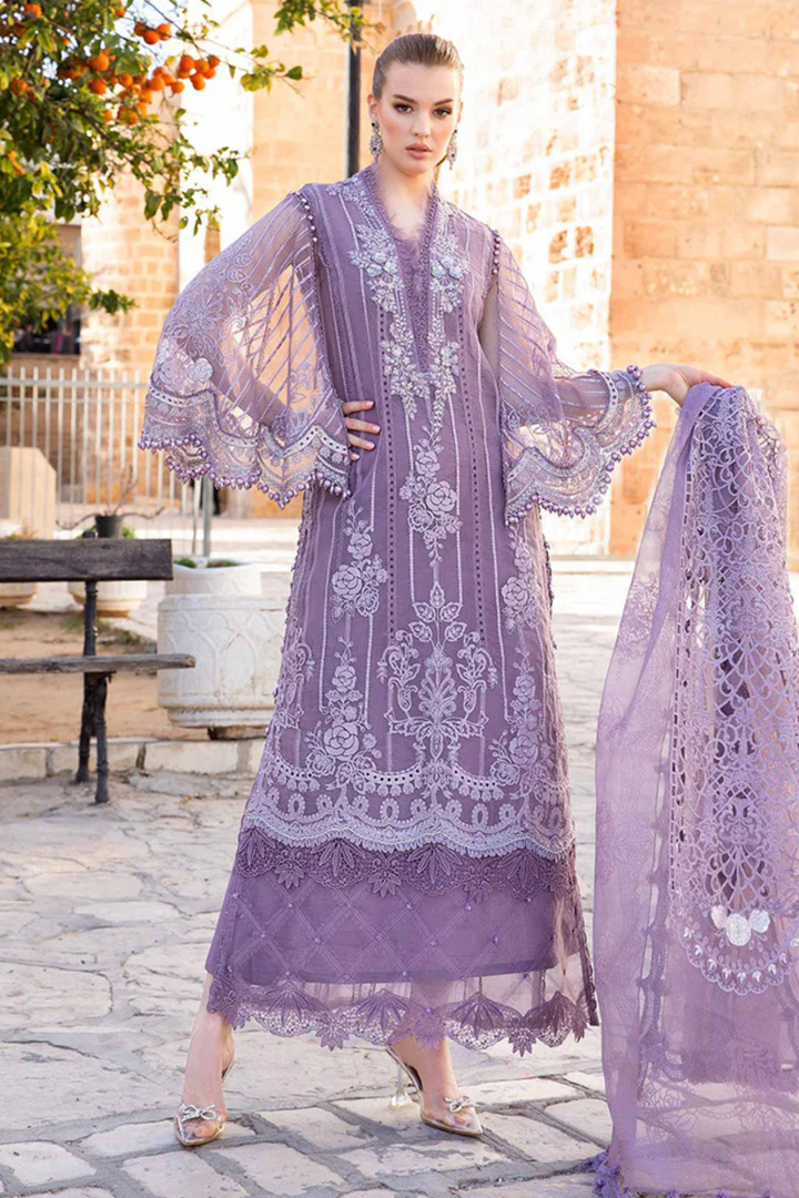 Luxury Lavender Embroidered 3PC DRESS