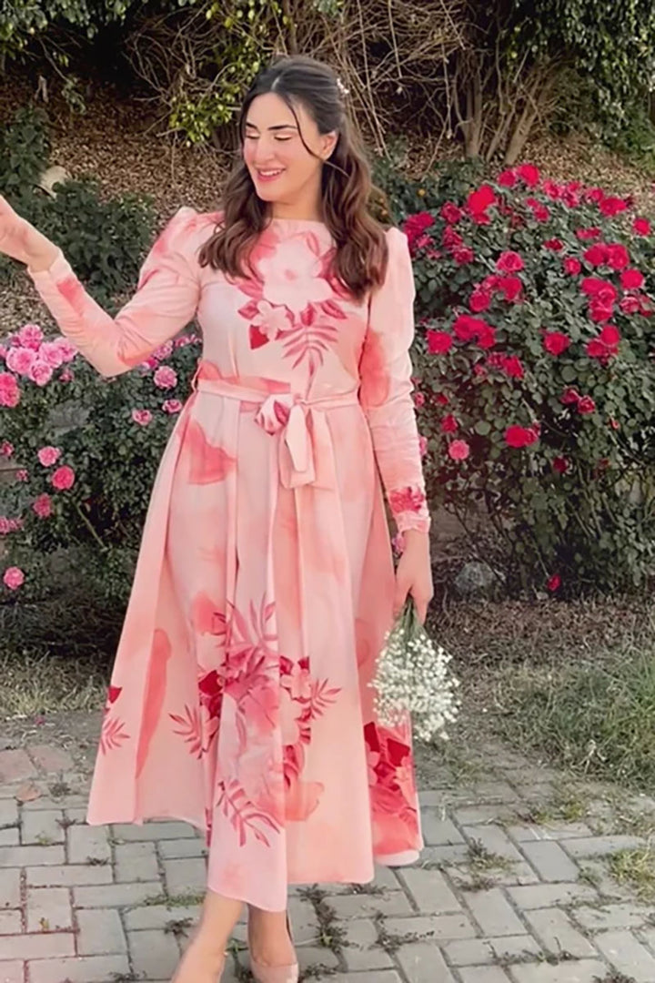 Winter - Vattern Pink - 2Pc Printed Dress