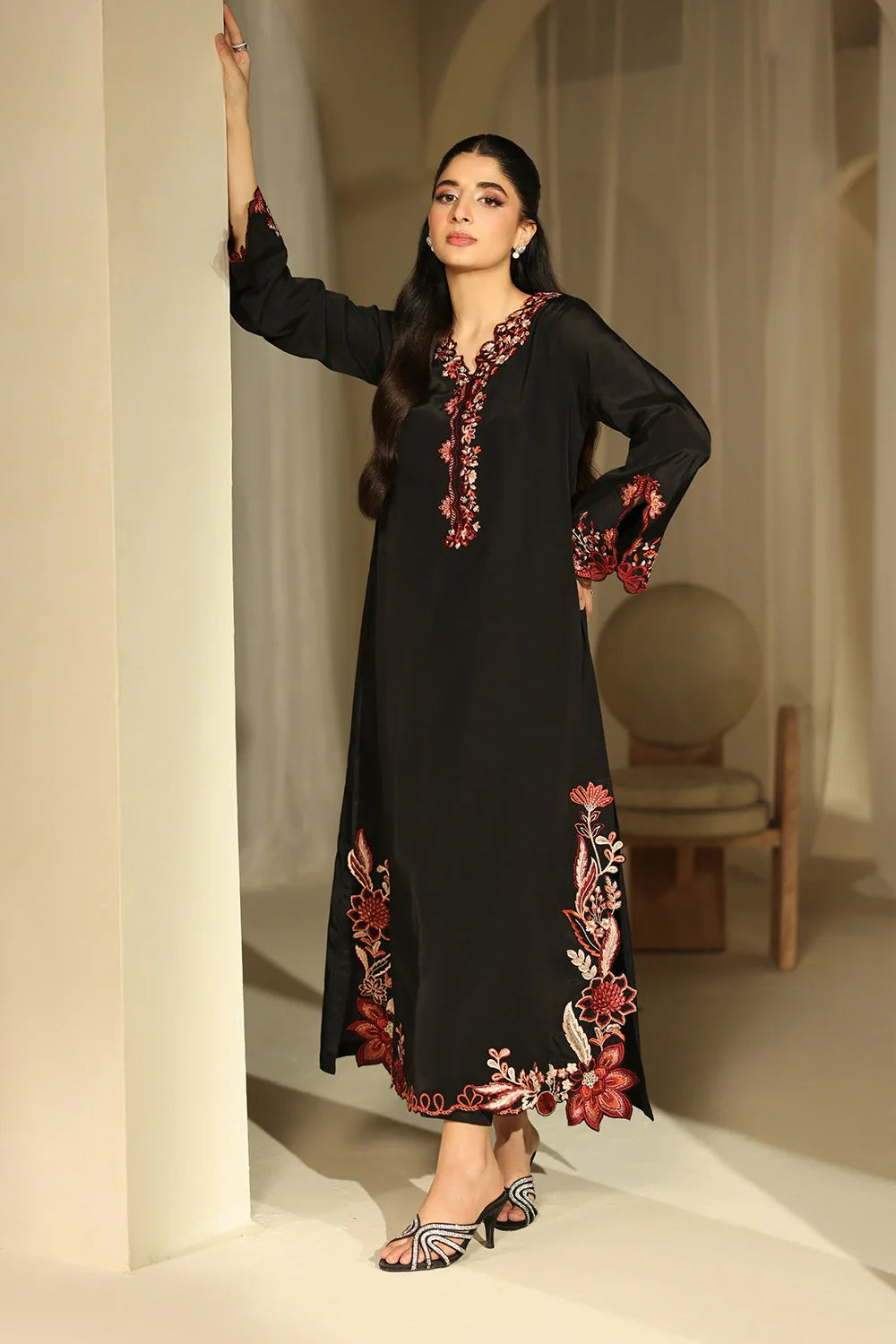 Black Rose - 3pc Embroidered Dress