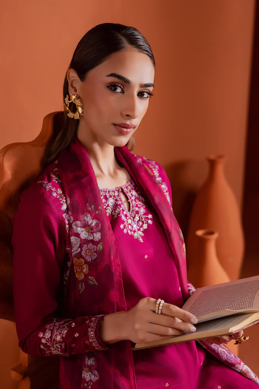 Pink Inizio 3Pc - Embroidered Summer Cotton Dress