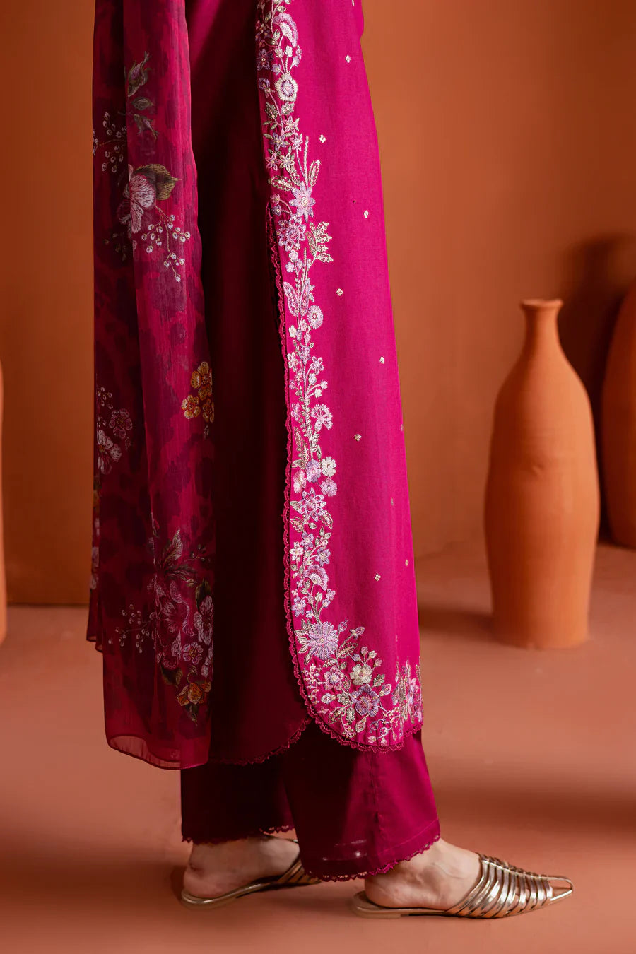 Pink Inizio 3Pc - Embroidered Summer Cotton Dress
